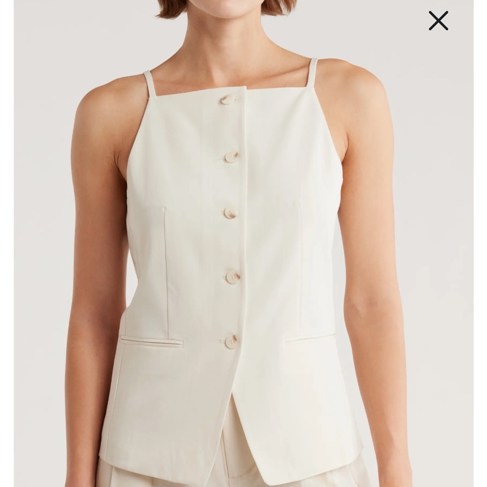 Cream square neck vest S